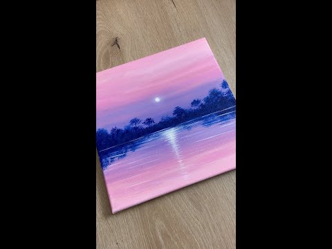 Calm Sunset Acrylic Painting For Beginners  Simple Acrylic Painting Tutorial For Beginners shorts