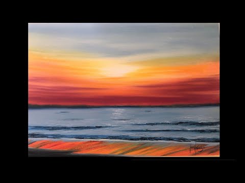 473 How to paint acrylic sunset for beginners