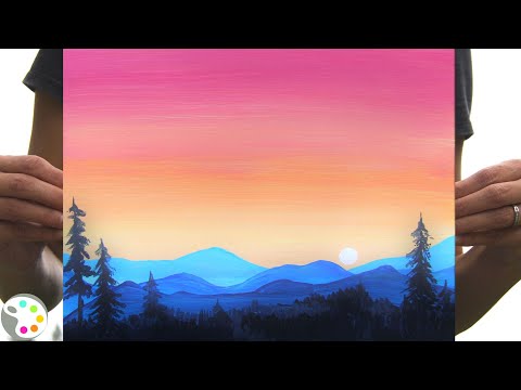 Acrylic Painting Tutorial for Beginners  Easy Sunset Landscape Painting