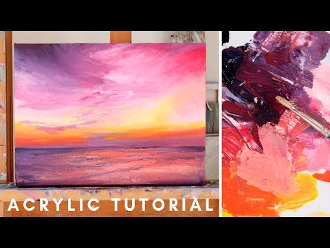How to Paint in Acrylics  Sunset Painting Tutorial