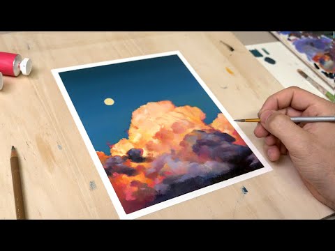 How I paint GLOWING clouds  OIL PAINTING TUTORIAL