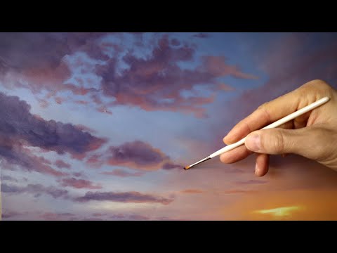 How to paint clouds  sunset cloud painting tutorial