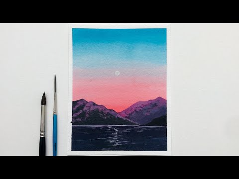 How To Paint Sunset Landscape  Easy Watercolor Sunset Painting for Beginners  Daily Challenge