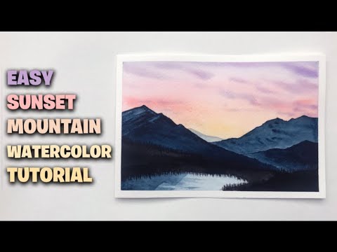 How To Paint an Easy Watercolor Sunset amp Mountains for Beginners