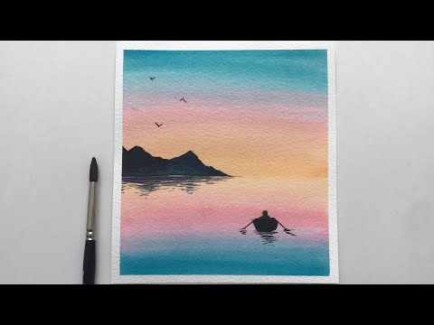 How to Paint Sunset  Watercolor Sunset Tutorial  Easy Watercolor for Beginners  Daily Challenge