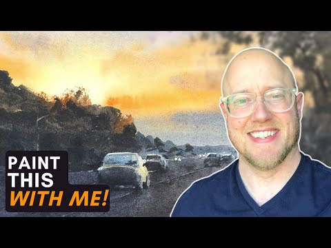 How to Paint A Sunset in Watercolor  Paint with me