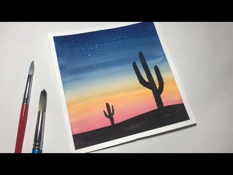 Sunset Painting Easy for Beginners  Easy WatercolorSunset PaintingDemonstration