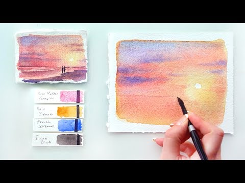 Pink Sunset Watercolor tutorial
