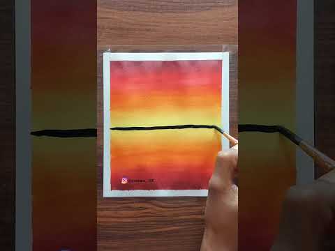 sunset painting with watercolor easyshorts