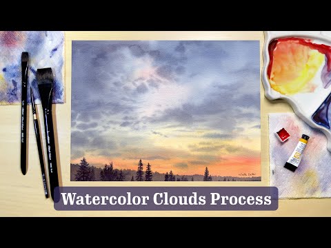 Sunset Clouds Watercolor Painting Process