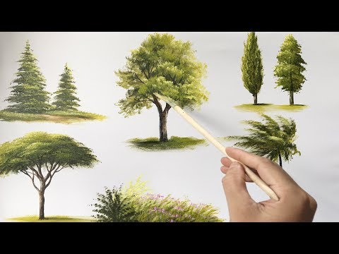 Painting Trees With A Fan Brush  Step By Step Acrylic Painting