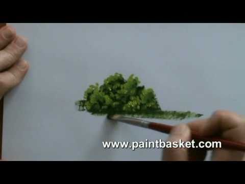 Painting lessons  How to paint trees and bushes in oil painting