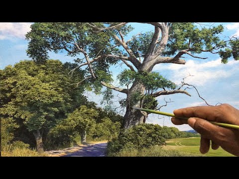 How To Paint Tree Deatails With Acrylic paints  Time Lapse  48
