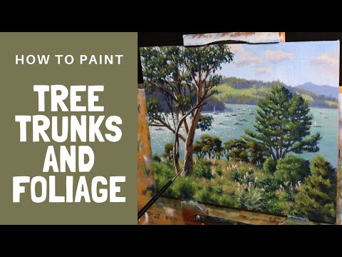 How to Paint TREE TRUNKS and FOLIAGE  Tips For Painting Trees Vegetation and Water
