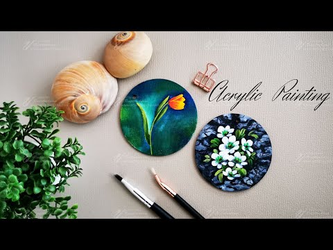 Simple and CUTE acrylic painting technique  How to paint tulips and Rocks Easy Creative ART