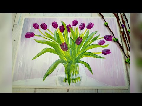 How to Paint Tulip Flowers  Easy Acrylic Painting for Beginners  Simple Tutorial  Step by Step