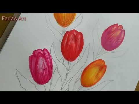 How to Paint Tulip Flowers  Acrylic  colourful Flowers
