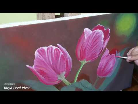 Oil Painting HOW TO PAINT TULIPS  TULIPA  OIL PAINTING ON CANVAS  TimeLapse  by Kuya Fred Piece