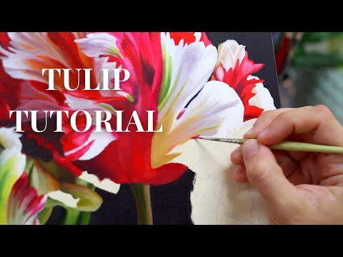 Tulips Oil Painting Tutorial  Timelapse  Paint Parrot Tulips with Me