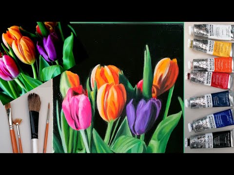 How to paint Tulips  Oil Painting Tutorial