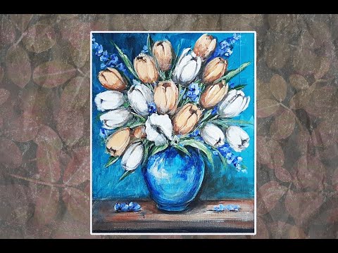How to Paint Tulips in Acrylic Step by Step  for Beginners MariArtHome