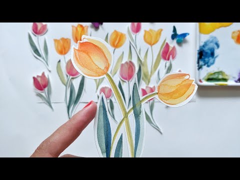 How to paint tulips  watercolor for beginners  step by step tutorial