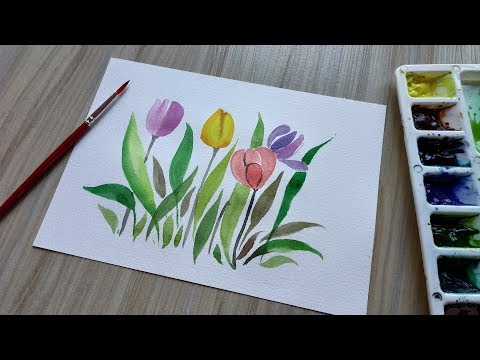 How To Paint Tulips in Watercolor  Painting Tutorial for Beginners