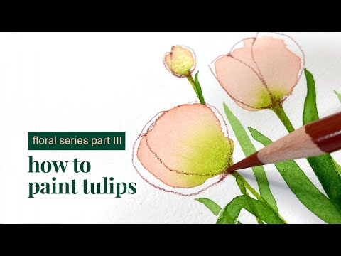 how to paint tulips  simple  elegant floral watercolor paintings Part III
