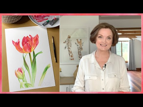 Watercolor Glazing Techniques Watercolor Tulip 