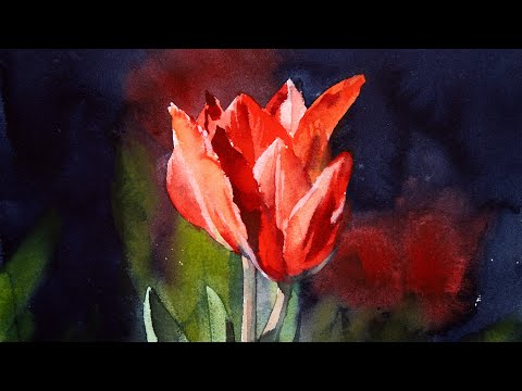 Watercolor Live  how to paint tulips