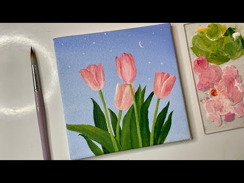 Acrylic painting tulip flowersacrylic painting tutorialacrylic painting for beginners tutorial