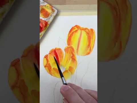 How to Paint Tulips in Watercolor  Paint with Me  Full tutorial in the description