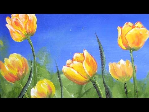 How to Paint Tulips in Acrylic Real Time Free Class