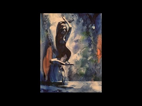 Moonlit Dancer 1 Watercolor painting on YUPO synthetic paper by artist Ryan Fox