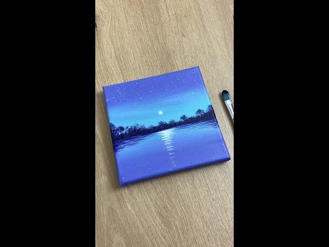Calm Moonlight Acrylic Painting For Beginners  Simple Acrylic Painting Tutorial shorts