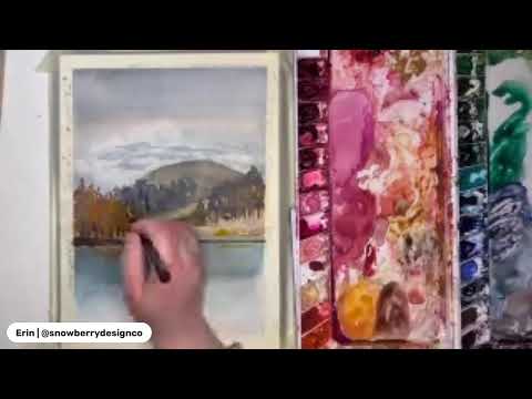 How to paint a watercolor landscape with Complementary colors