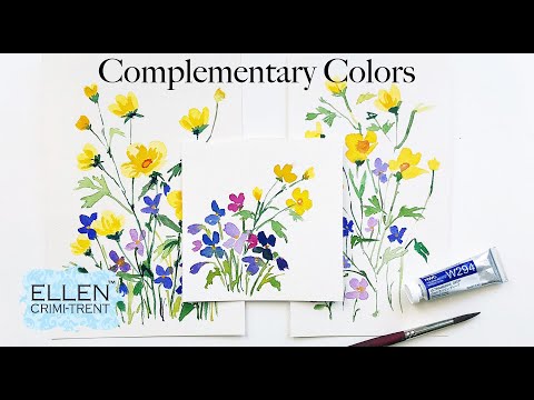 Watercolor Tutorial  Complementary Colors and how to paint buttercups and violets