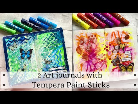 2 Colorful Art Journals with Tempera Paint Sticks  VERY EASY