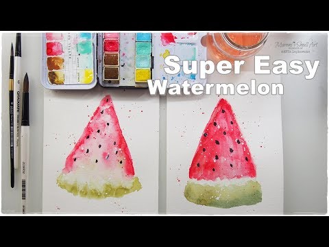 Super Easy Beginners Watercolor Watermelon for Kids  Maremi39s Small Art 