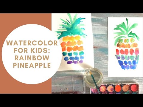 Watercolor for Kids Rainbow Pineapple