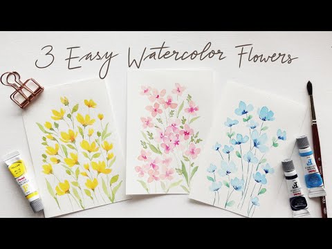 3 EASY beginner friendly watercolor flower doodles