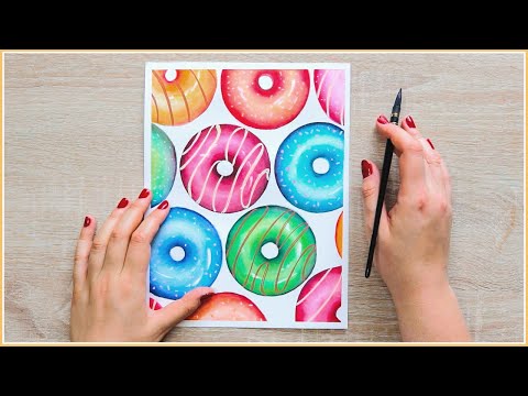 Easy Watercolor Painting Ideas  How to Paint Donuts with Watercolors