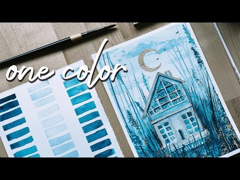 How to paint with ONE color  Monochromatic  Watercolor Tutorial