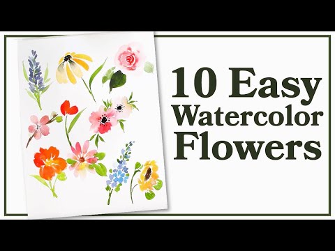 Easiest Way to Paint TEN Flowers with Watercolor