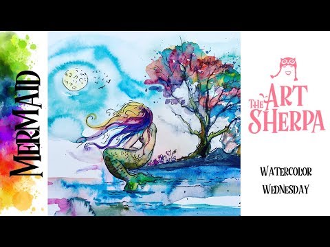 Mermaid Beginners step by step How to paint with watercolor The Art Sherpa  TheArtSherpa