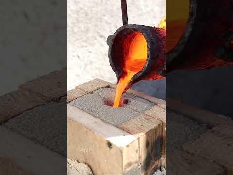 Melting Copper Wire into Axe  Bronze Casting