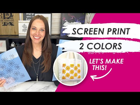 How To Screen Print Layered Colors  Ikonart Stencil  Vectr  Retro Flower Tote Bag