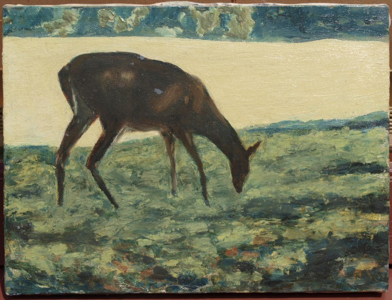 deer grazing painting