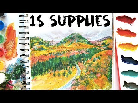 Art Using Only 1 Dollar Store Drawing  Painting Supplies Challenge