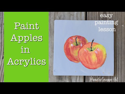 Paint an Apple in Acrylics easily beginner friendly lesson